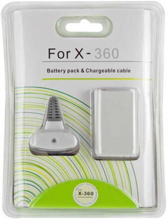 XBOX 360 Baterie 4800mAh + nabíjecí kabel bílá